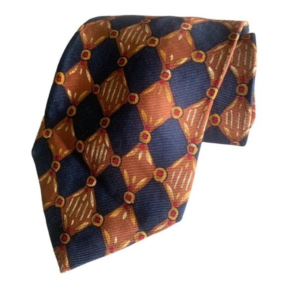 Burberrys of London Tie Men's Blue Geometric 100% Silk Necktie Career Luxury